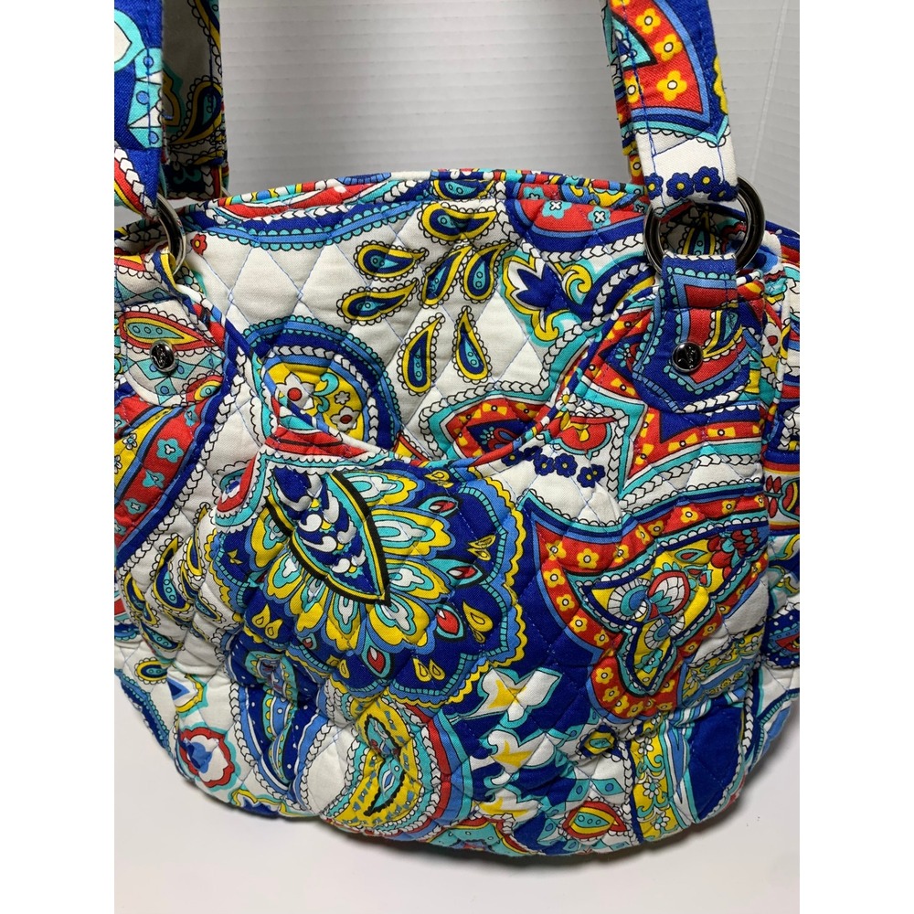 Vera Bradley Mandy Tote Bag Ribbons Paisley Quilted Cotton Shoulder Purse 13x10